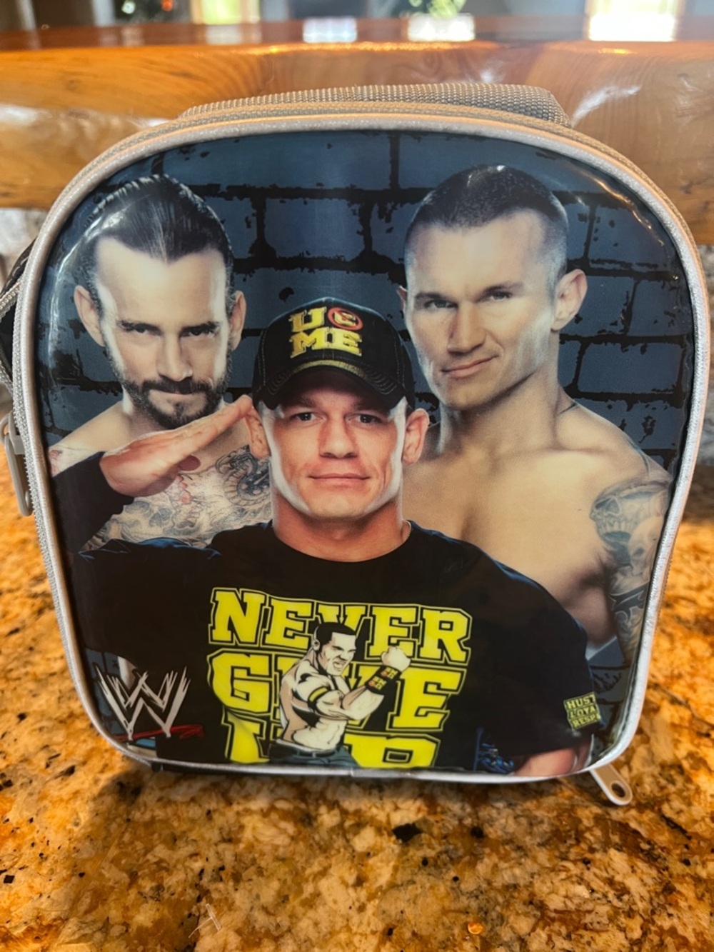 WWE Men's Gray and Yellow 'Never Give Up' Lunch Bag